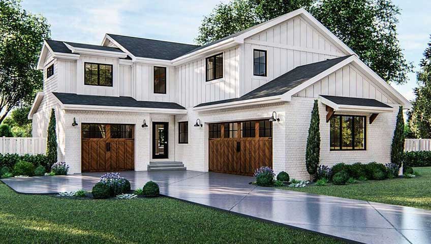 what makes a modern farmhouse exterior